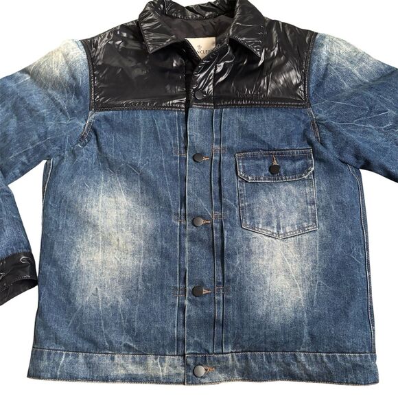 MONCLER Genius 7 Moncler Fragment Navy Shady Down Denim Jacket Authentic Size XL - Picture 2 of 16